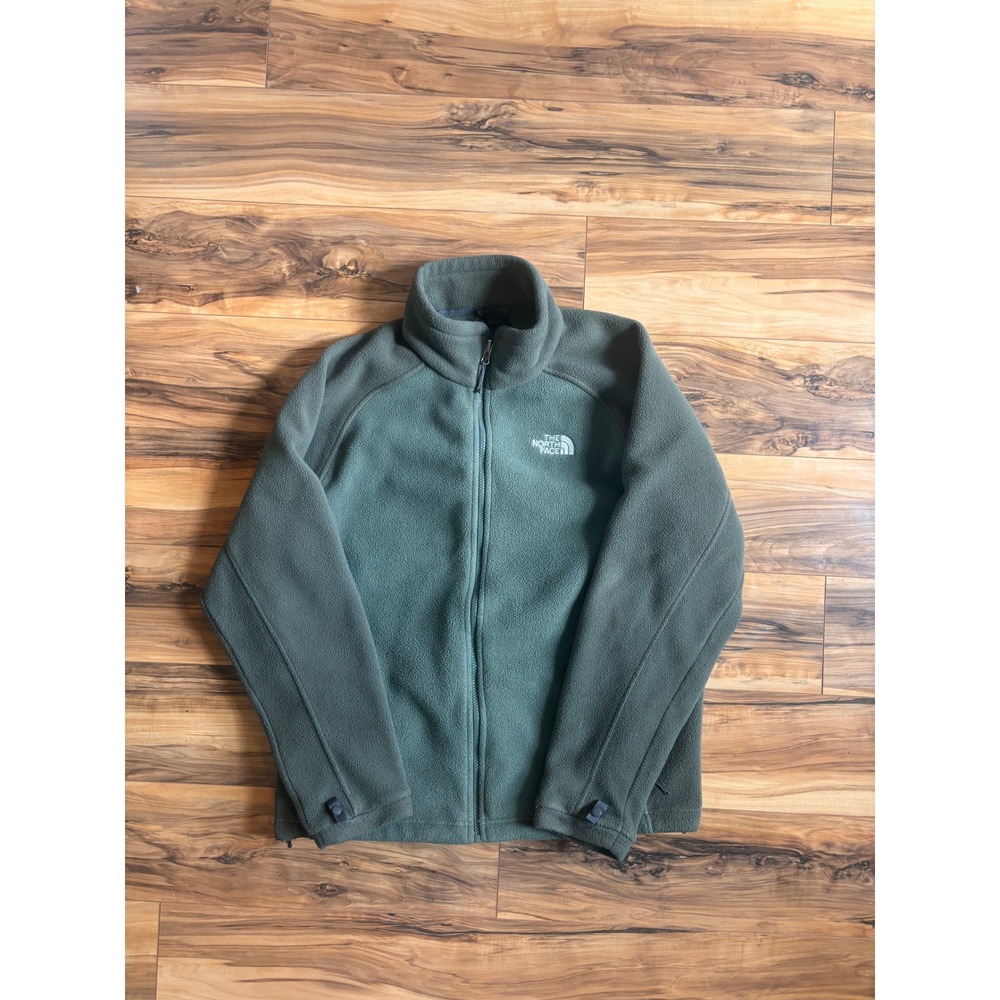 The North Face TKA 100 Glacier Fleece Jacket Mens Large Olive Green Full Zip